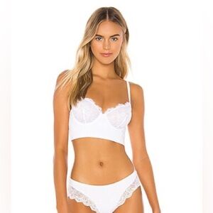 Free People Ivory Bianca Longline Underwire Lace Cup Bra Size Large